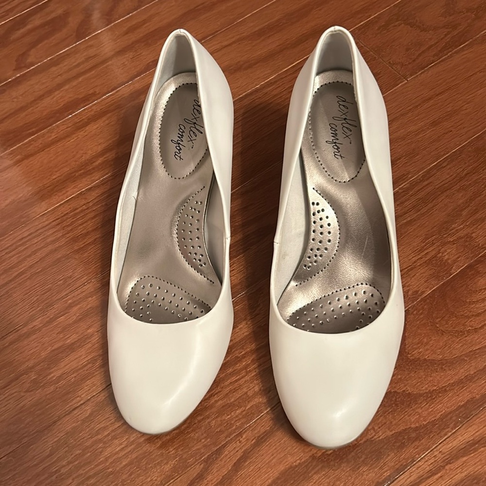 White closed toe heel